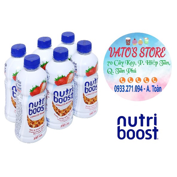 Thùng 24 chai NUTRIBOOTS dâu 297ml / Lốc 6 chai NUTRI BOOTS dâu 297ml