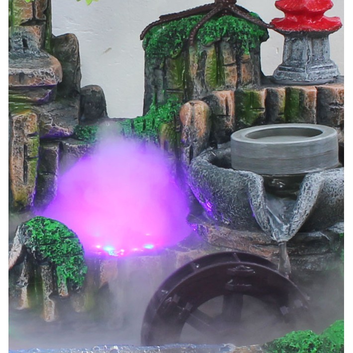 Hồ cá tiểu cảnh phong thuỷ trang trí để bàn có máy tạo khói - King's Garden