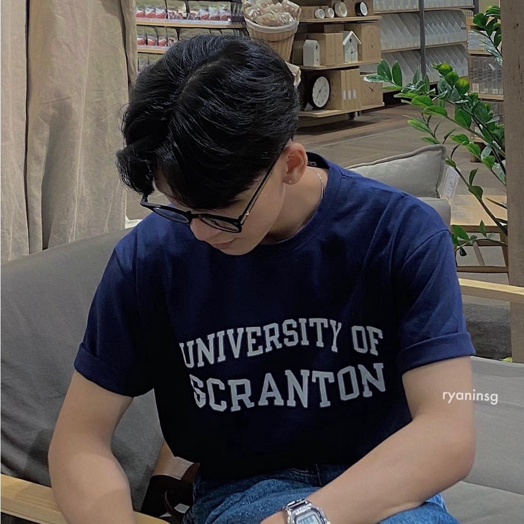 RYAN - Áo thun nam UNIVERSITY ngắn tay vải cotton cổ bo tròn thương hiệu RYAN form rộng phong cách Hàn Quốc