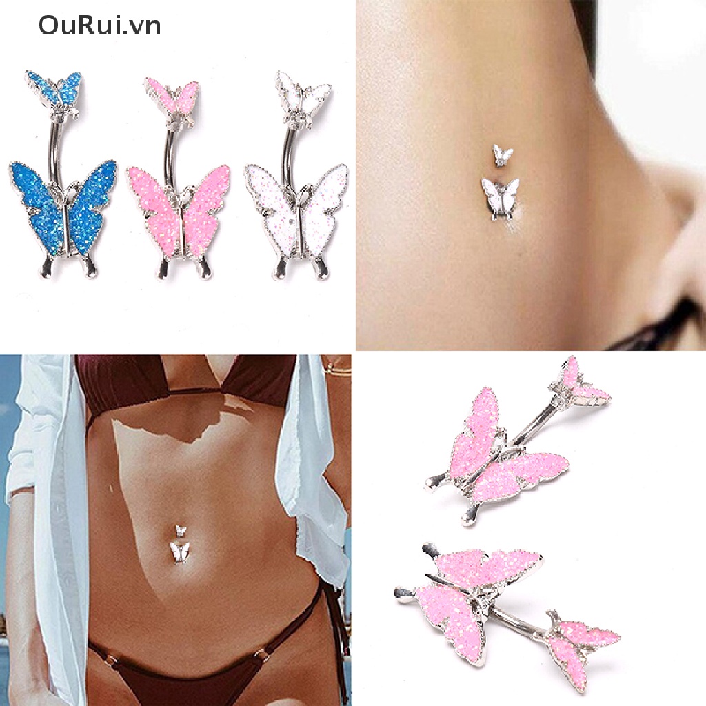 Cánh Bướm Đôi Trang Trí Rốn Phong Cách