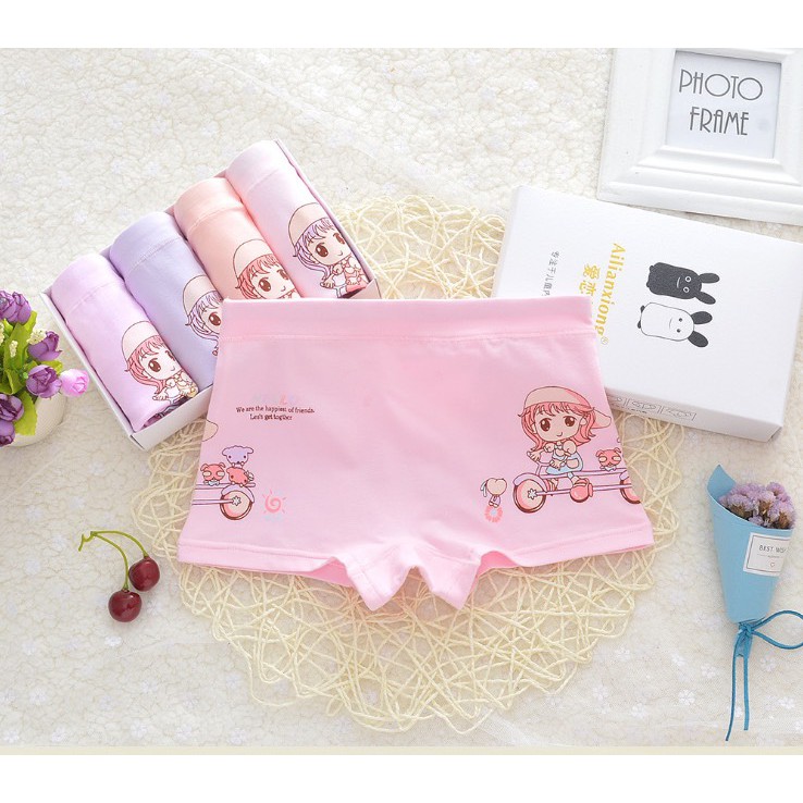 [SIÊU XỊN] Set 4c Quần Chip Bé Gái Thông Hơi Cotton 100% Sợi Bông Tự Nhiên