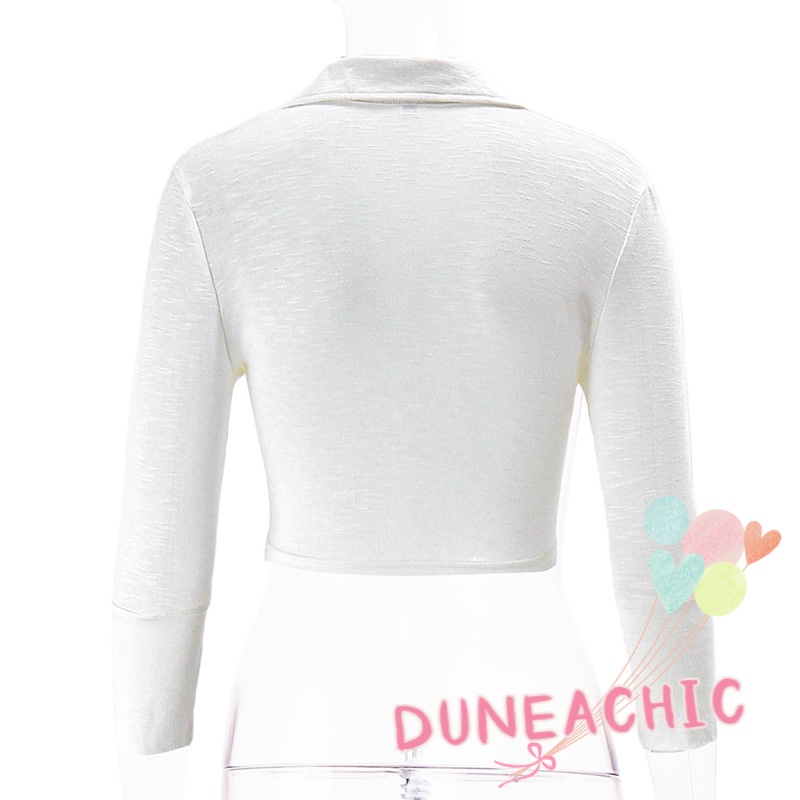Áo sơ mi croptop DUNEA tay dài thắt nút thời trang cho nữ