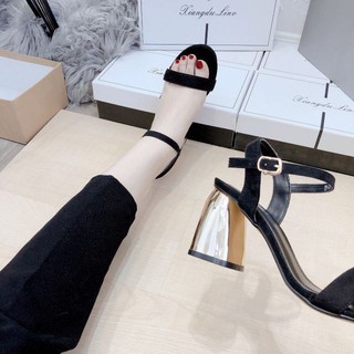 sandal da nỉ gót đồng 7cm
