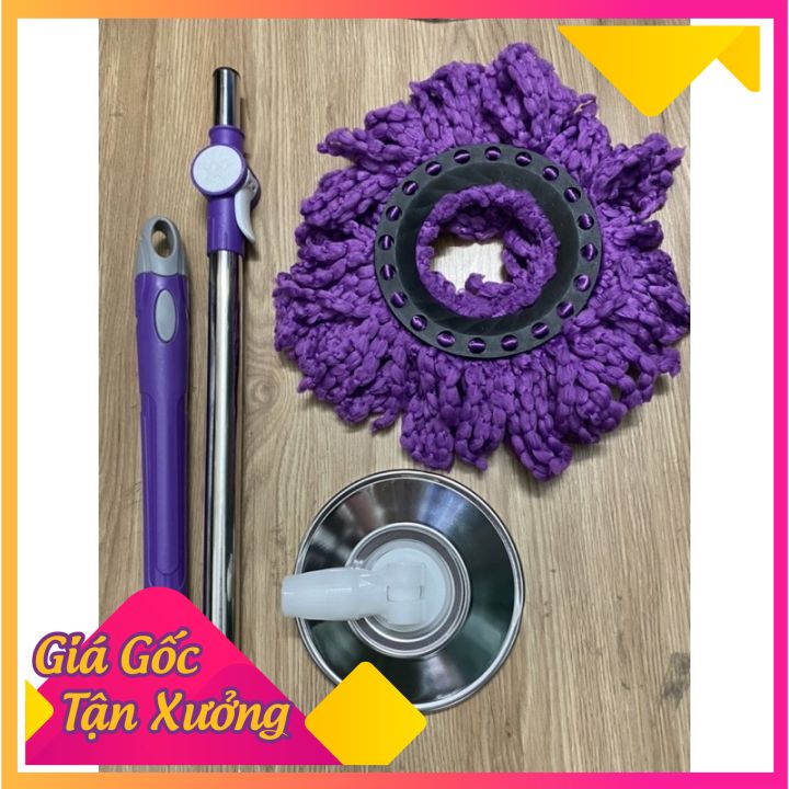 Cây lau nhà tự vắt đế inox  có thể tự tháo rời và bông lau thấm hút
