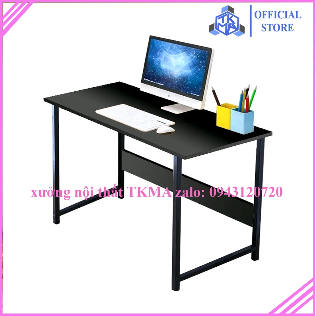 Bàn làm việc mặt gỗ chân sắt dùng cho văn phòng để máy tính cho sinh viên học bài TKMA