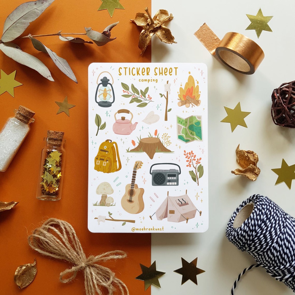 Sticker Trang Trí Sổ - Chủ Đề Cuộc Sống - SS CAMPING - Sổ Đựng Card - Trang Trí LOMO - Trang Trí TOPLOADER