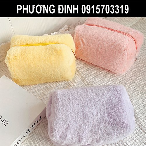 Túi đựng mỹ phẩm, đồ trang điểm bằng LÔNG mềm mại BENTOY MILKJOY