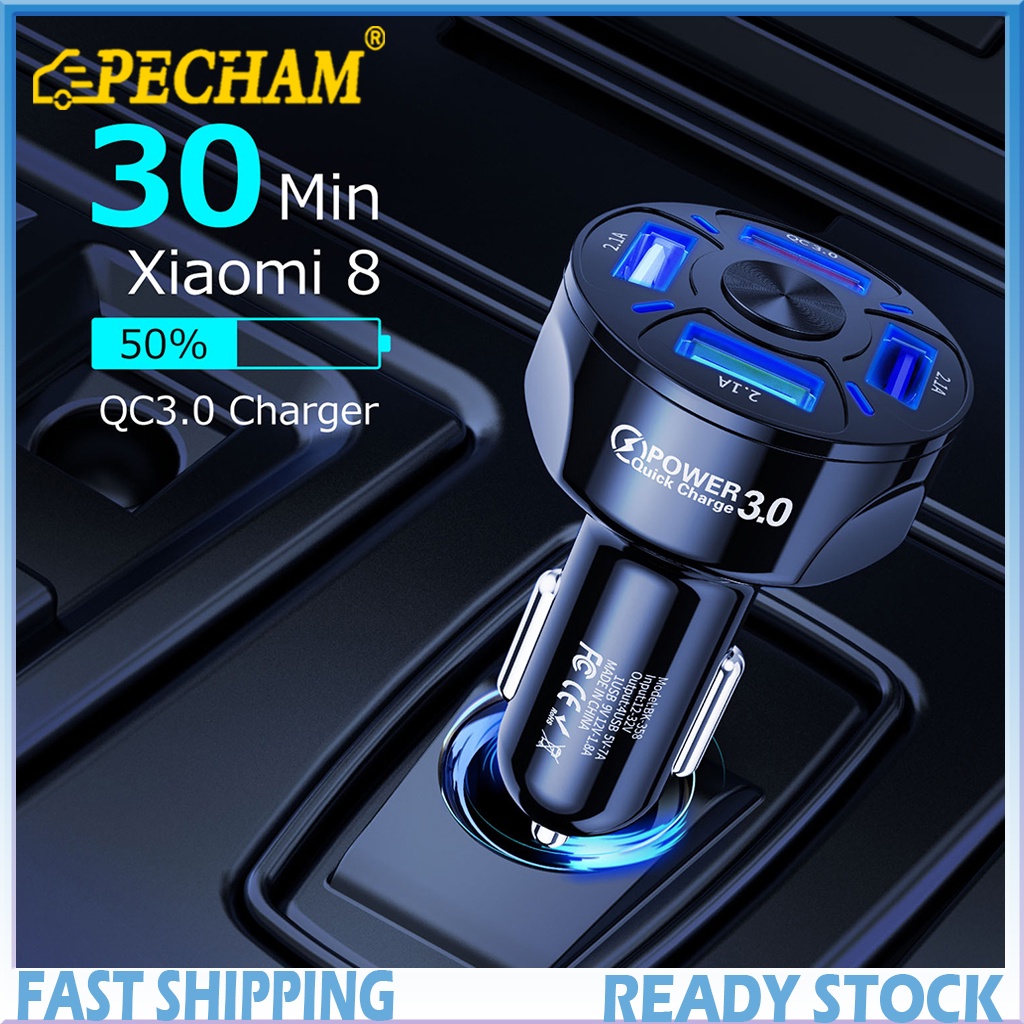 Bộ sạc 4 cổng USB QC3.0 PECHAM gắn xe ô tô tiện dụng