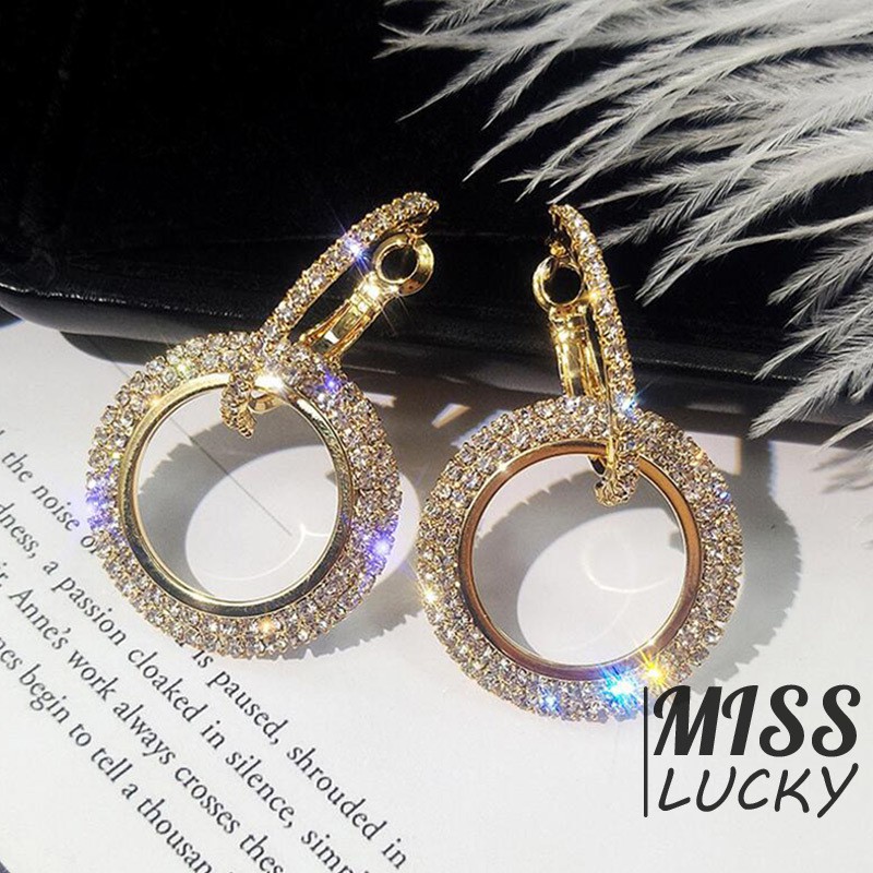 Đôi khuyên tai dạng tròn đính đá phong cách thời trang cho nữ