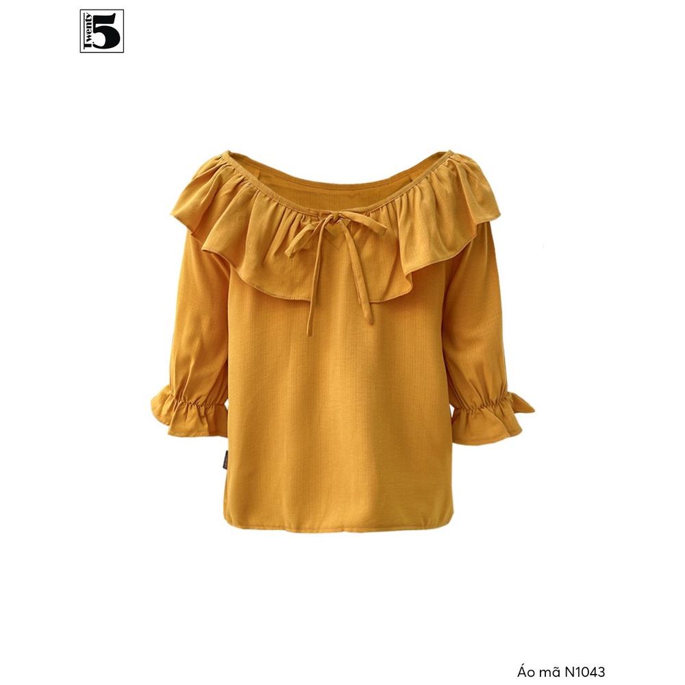 Áo sơ mi nữ công sở thanh lịch bèo cổ thắt nơ sau lưng Twentyfive N1043