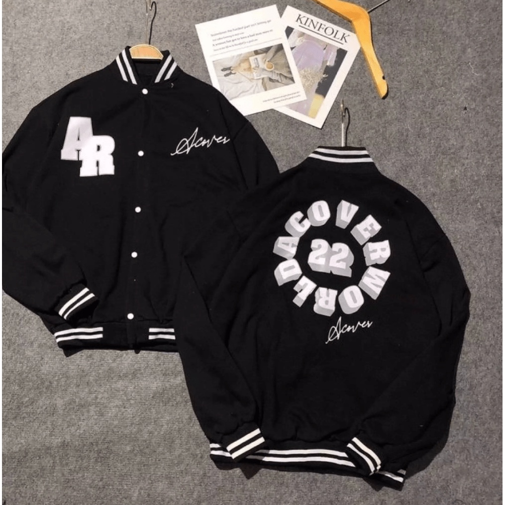 [FREE SHIP] ÁO KHOÁC NỈ NÚT BẤM BOMBER UNISEX AR SIÊU ĐẸP VLTN4