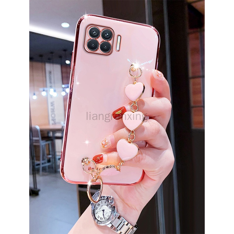 Ốp lưng oppo a93 4g reno4 F reno 4F Ốp Điện Thoại Silicon Mềm Có Dây Đeo Tay Hình Trái Tim Cho oppo a93 4g reno4 F reno 4F