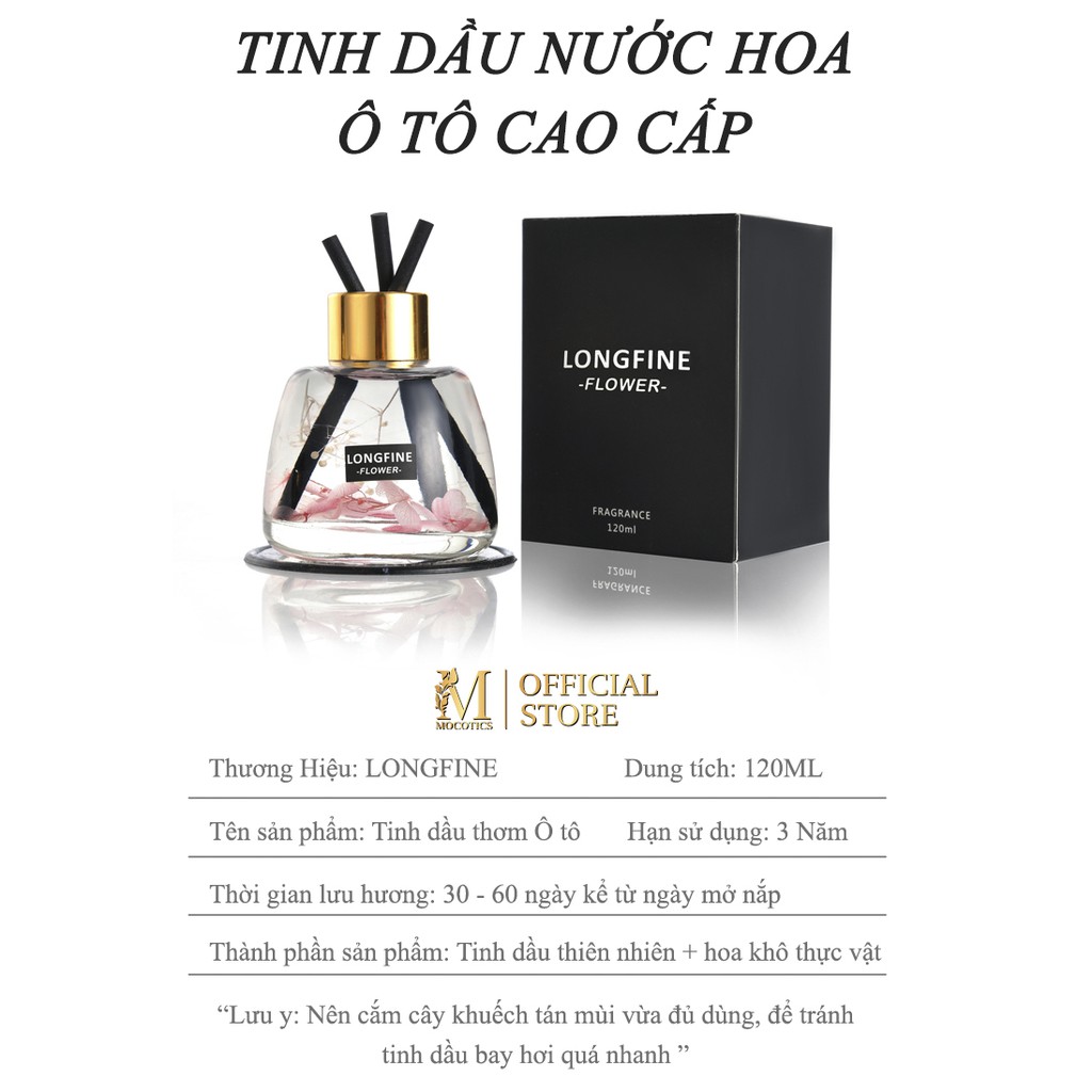 Tinh dầu nước hoa ô tô Mocotics 120ML que gỗ tự nhiên khuếch tán tạo hương thơm cho xe hơi và khử mùi hiệu quả