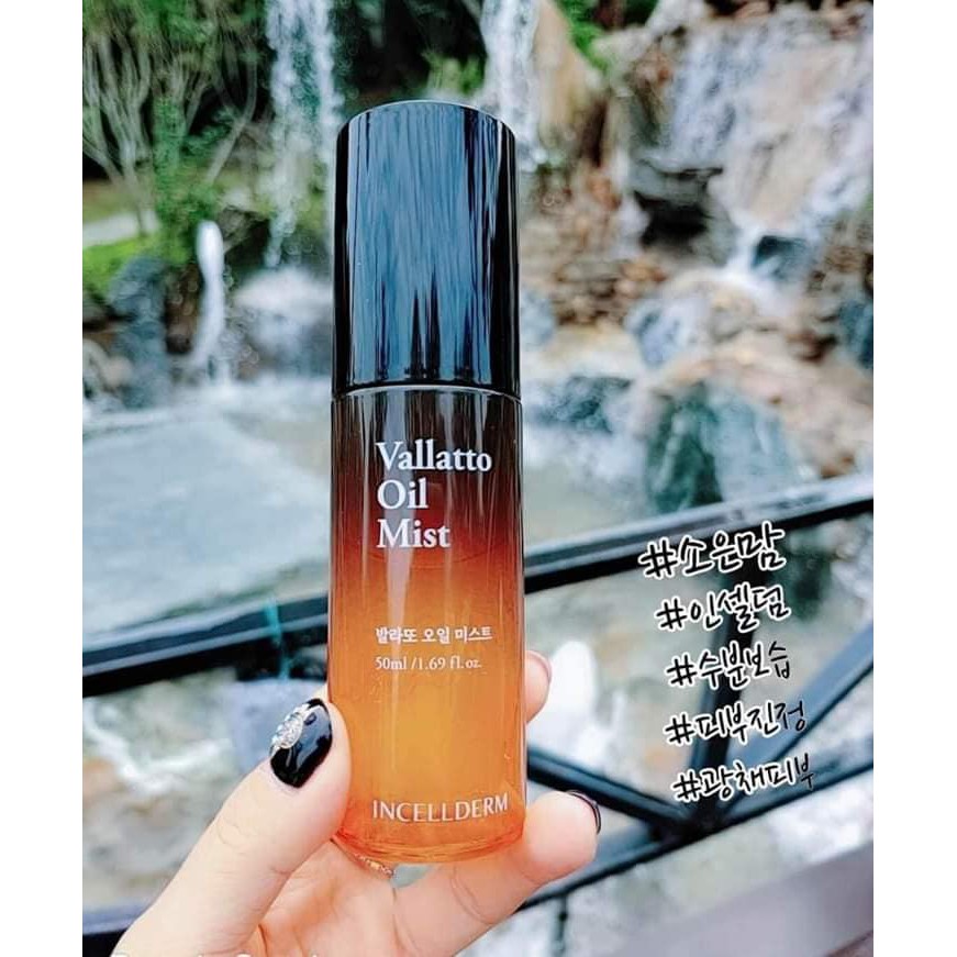 XỊT KHOÁNG CĂNG BÓNG DA - MỜ THÂM NÁM VALLATTO OIL MIST INCELLDERM 50ML CHÍNH HÃNG - SIÊU CĂNG BÓNG DÀN PHẲNG NẾP NHĂN