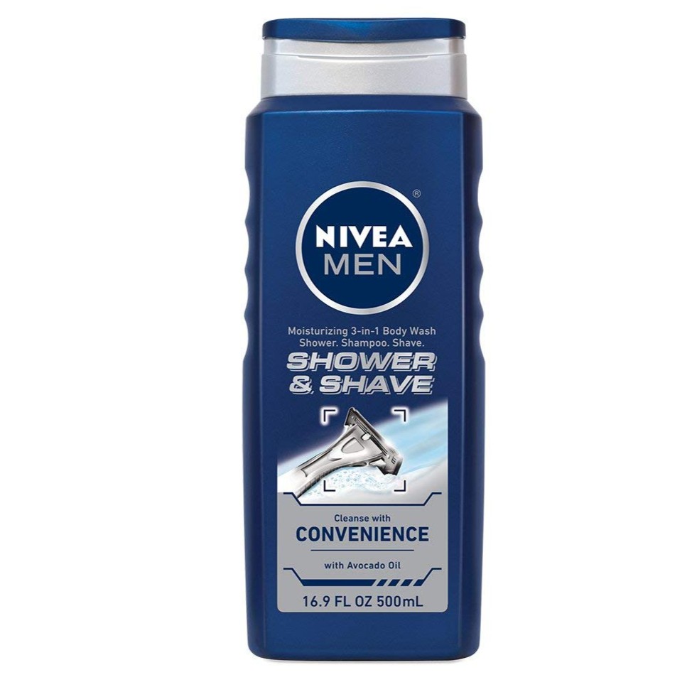 Gel tắm, gội, cạo râu 3 trong 1 NIVEA Men Shower and Shave 3-in-1 Body Wash 500ml (Mỹ)