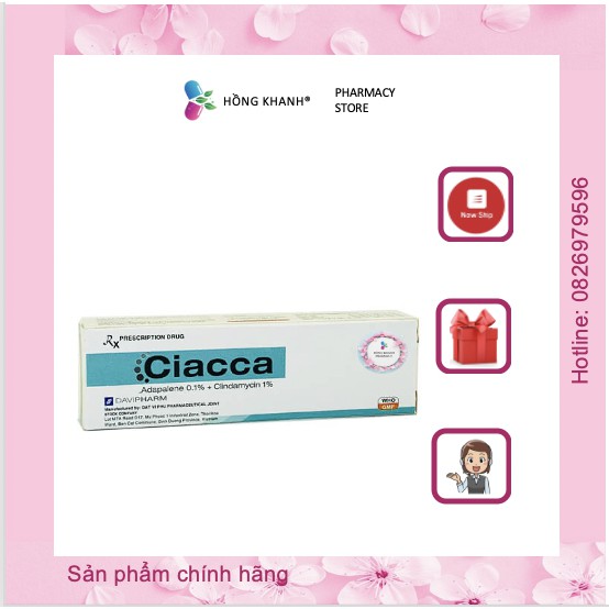 Sản phẩm ciaccca, erryne giảm mụn, thâm tuýp 10g chính hãng