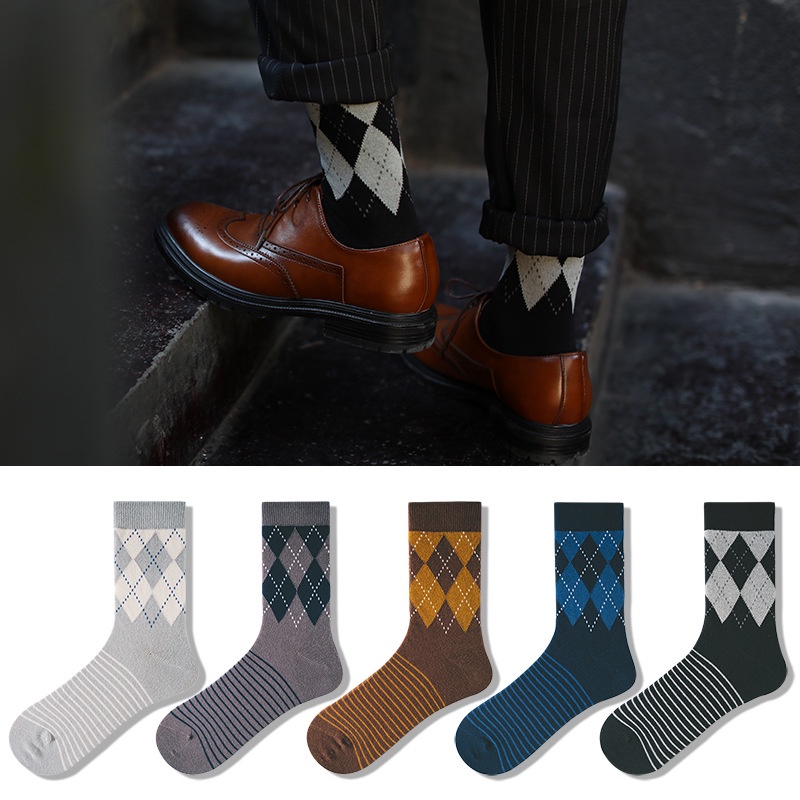 Tất họa tiết cao cổ đi giày tây Toroshoes Mã T3 100% cotton