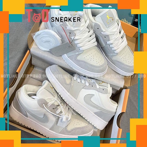 Giày Jordan Paris JD1 Cổ Thấp Gót Xanh, Giày Jodan Low Thấp Cổ Nam Nữ Full Box Bill