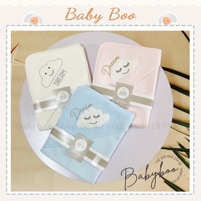 Chăn ủ choàng cho bé Bebe Comfort cotton trần bông 80x80cm [ babyboo]