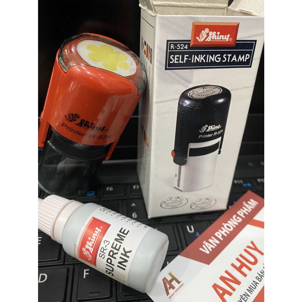 Combo dấu Shiny R-524 và hộp mực SR-3