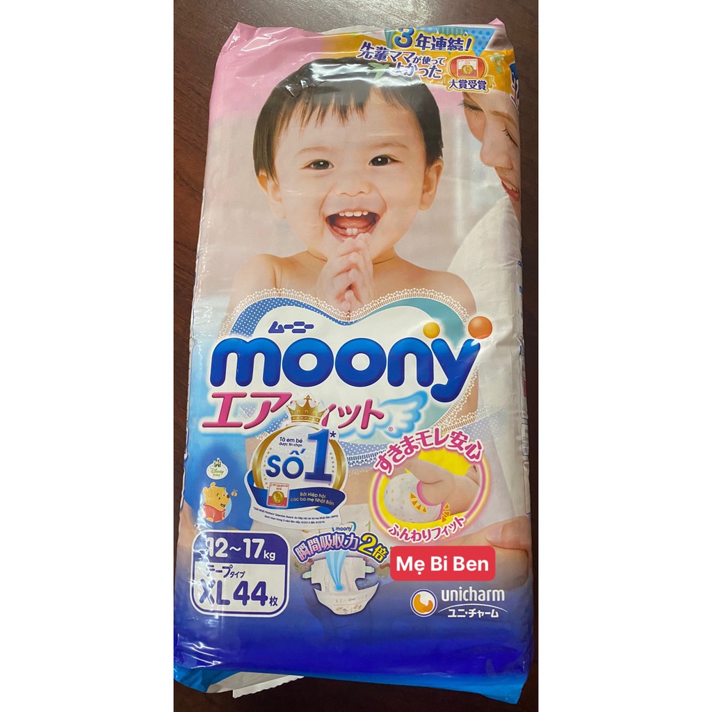 [CỘNG MIẾNG] TÃ DÁN MOONY CAO CẤP SIZE XL44 MIẾNG - Cho bé 12-17kg Nhập khẩu từ Nhật Bản