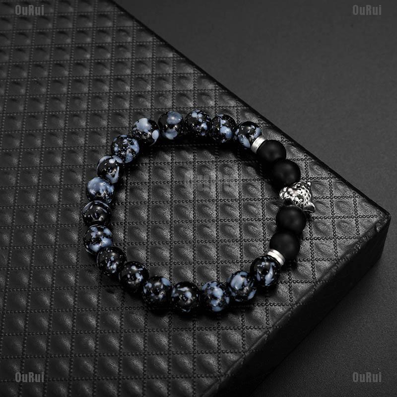 (FCC) Vòng Tay Đá Mã Năng Lượng Màu Đen Mặt Báo