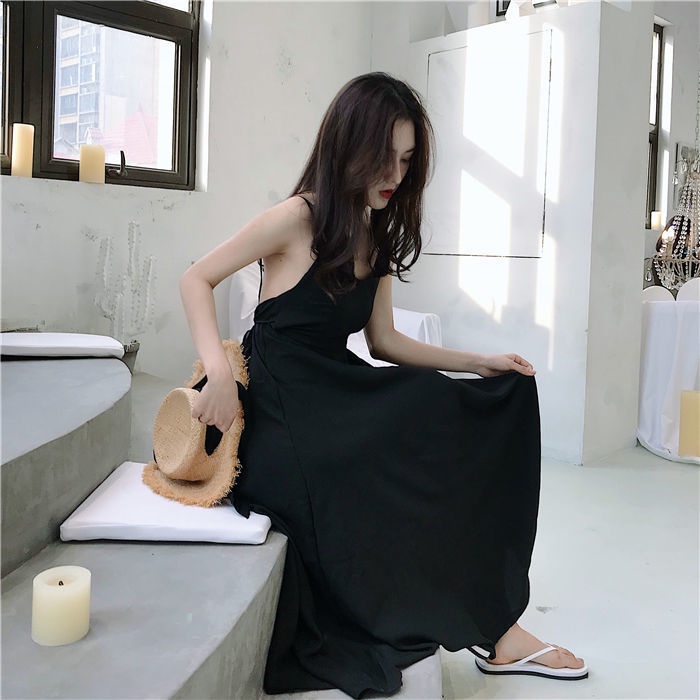 Đầm Chữ A Hai Dây Hở Lưng Phong Cách Hong Kong Cổ Điển Thời Trang Quyến Rũ Dành Cho Nữ