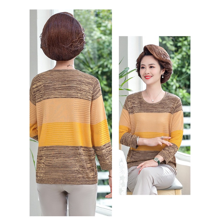 Áo len nữ trung niên, áo len mỏng tay lỡ AL21