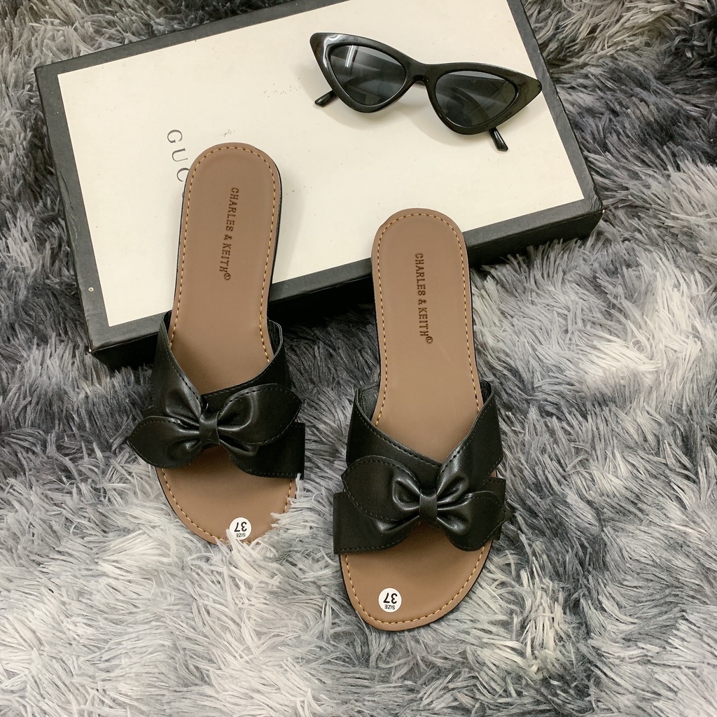 Dép Nơ Nữ - Dép Lê Nữ Thời Trang quai ngang đính nơ đế bệt mềm mại, thoải mái, sandal cá tính, cute D06 HOT