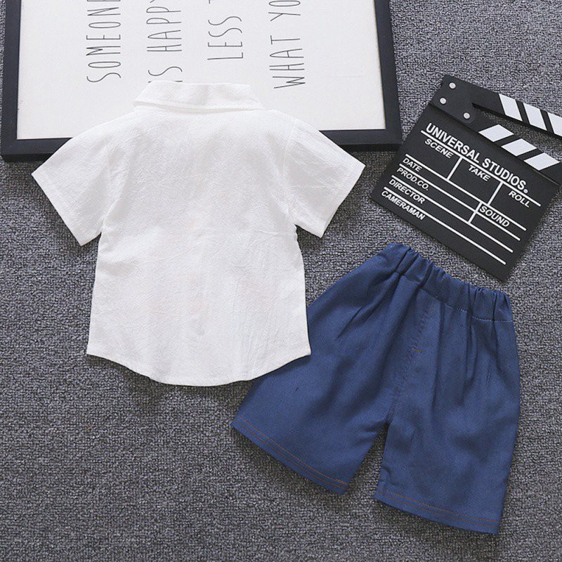 Set áo thun ngắn tay cổ tròn + Quần short đáng yêu cho bé trai