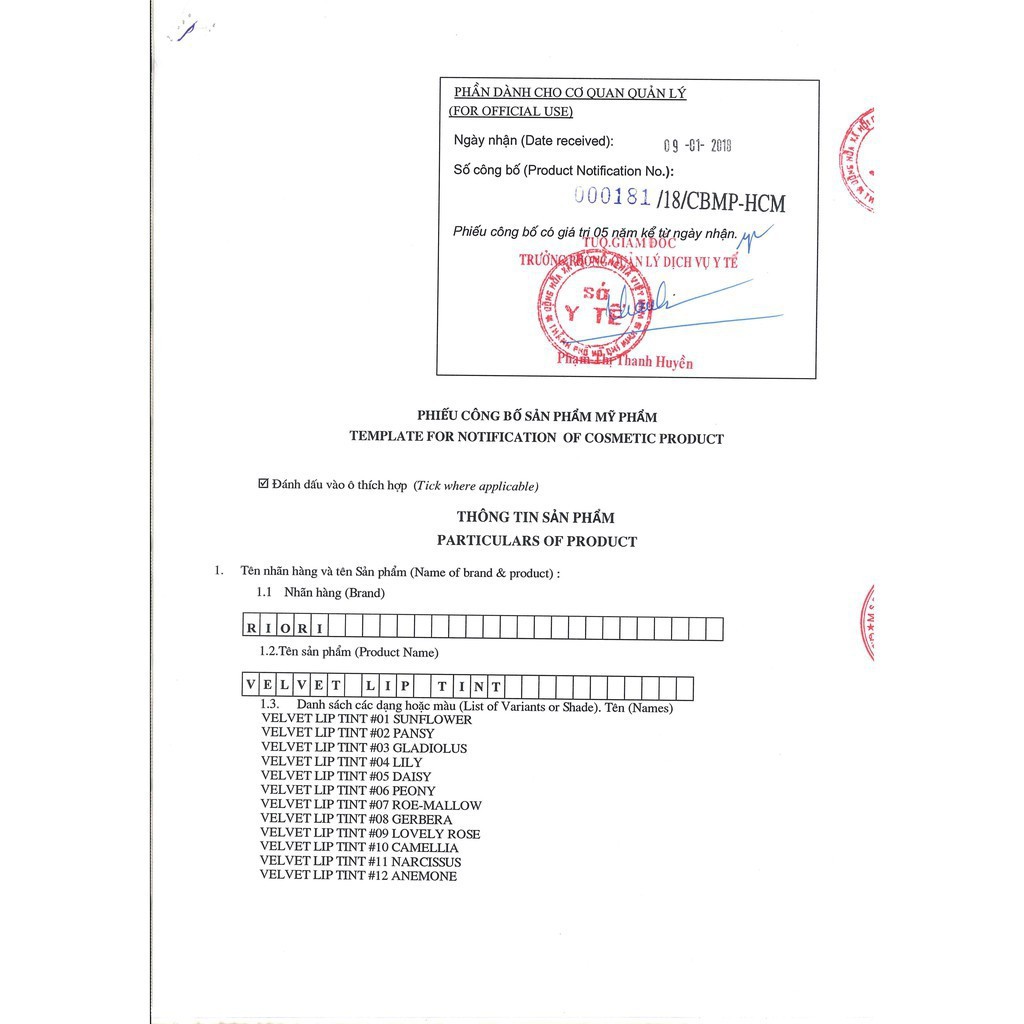 Son Kem RIORI Velvet Lip Tint Siêu Lì Siêu Mịn | BigBuy360 - bigbuy360.vn