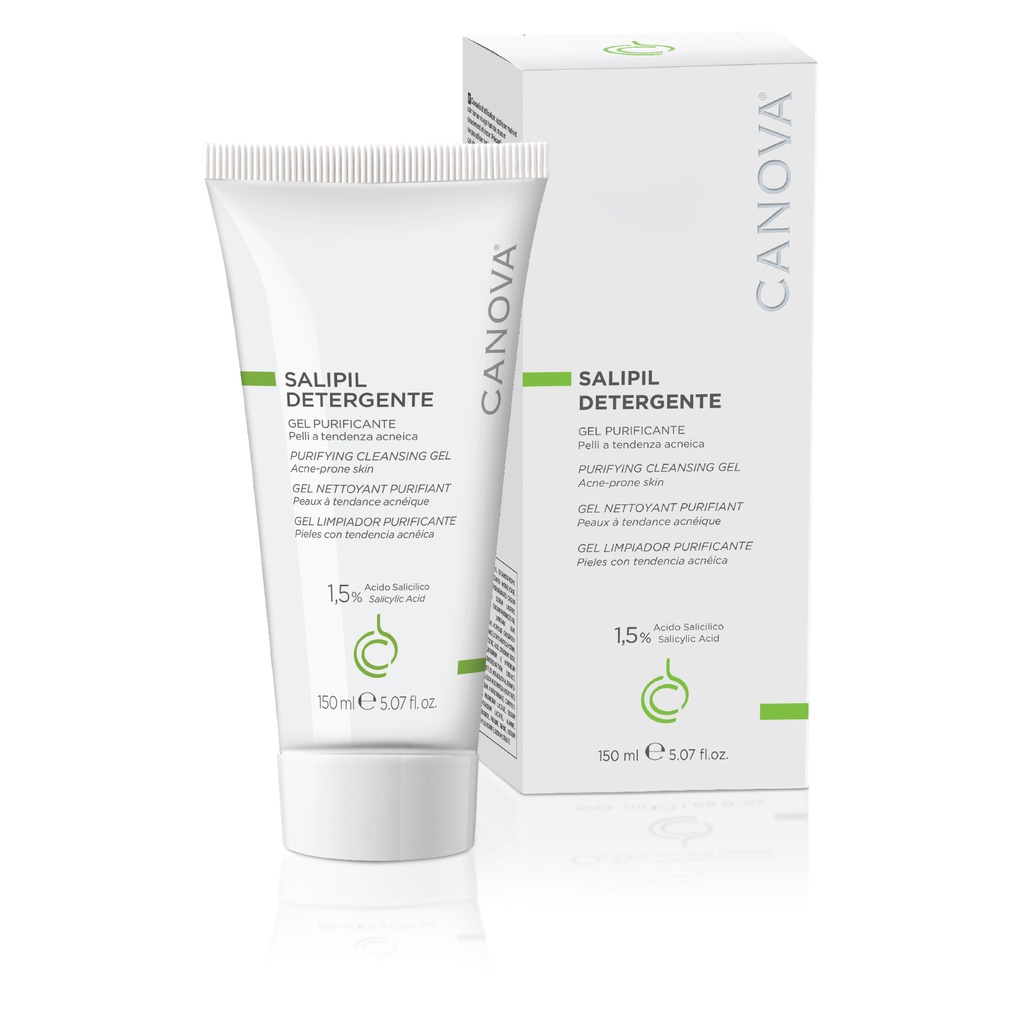 Canova Sữa Rửa Mặt Kiềm Dầu, Giảm Mụn SALIPIL DETERGENTE - PURIFYING CLEANSING GEL 150ml - Dr.Lâm Vũ Yến