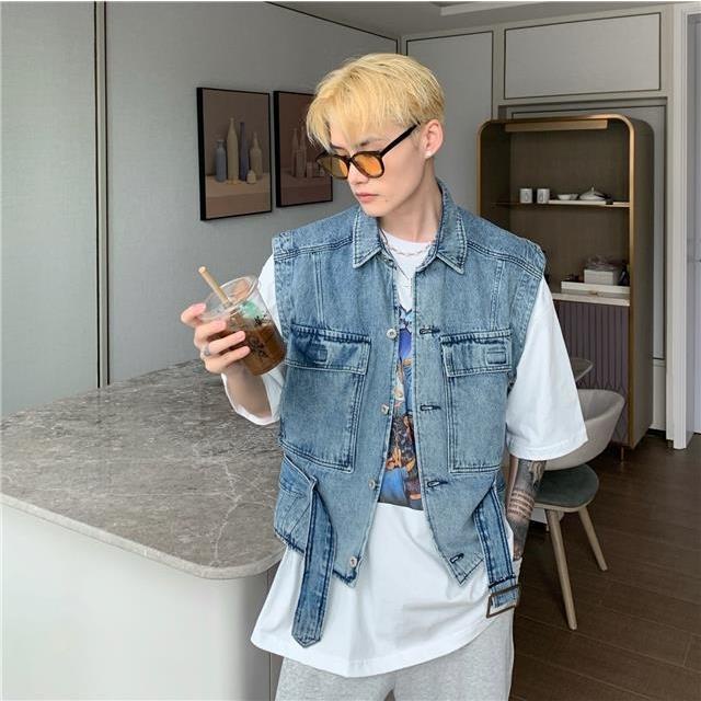 Áo Khoác Denim Không Tay Phong Cách Hàn Quốc Thời Trang Cho Nam