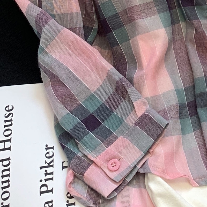 Áo Sơ Mi Dáng Rộng Sọc Ca Rô Thời Trang Hong Kong Cá Tính