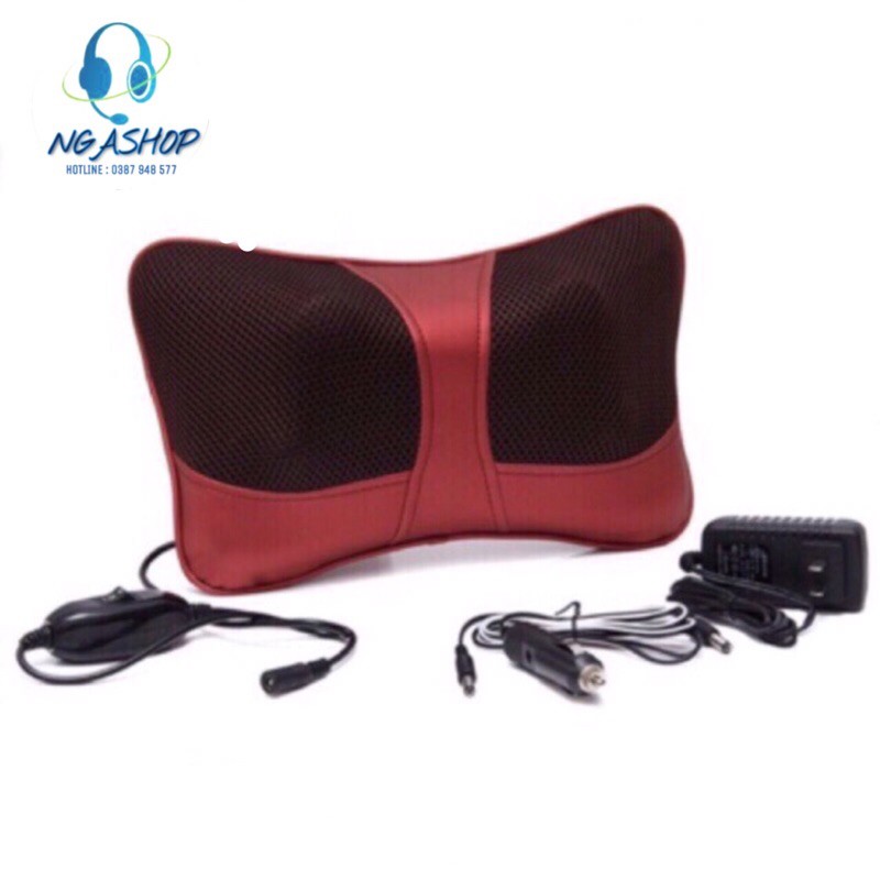 Máy Gối massage vai cổ gáy hồng ngoại cao cấp 8 bi 1081 mát xa toàn thân giá rẻ