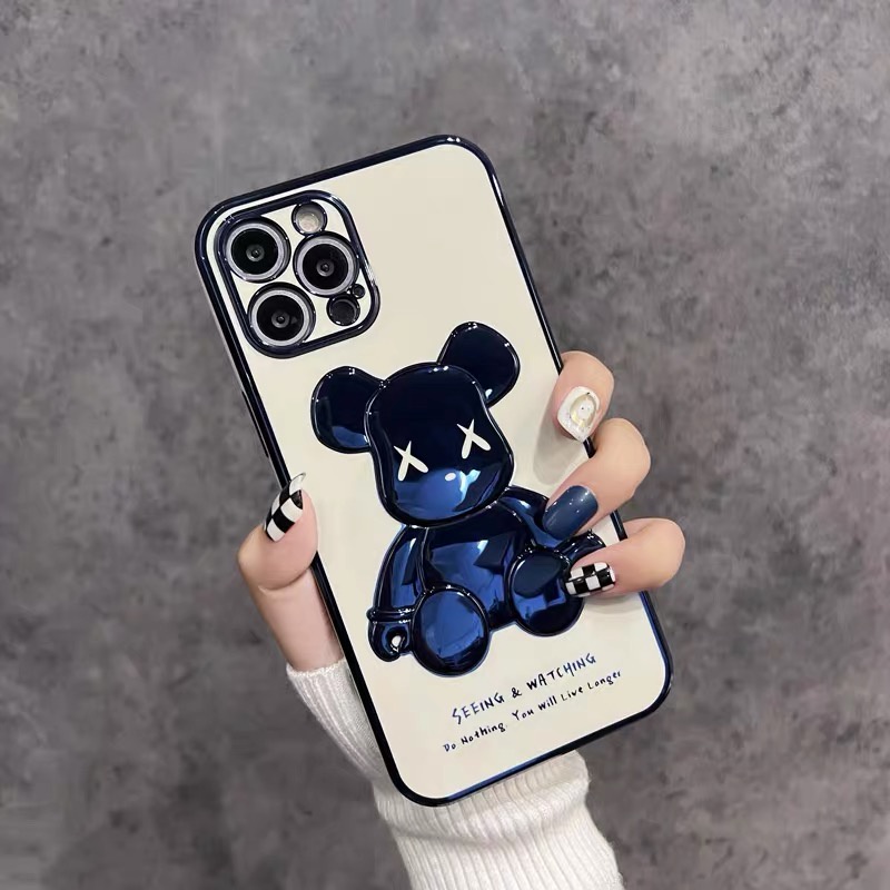 Ốp Điện Thoại TPU Mạ Điện Hình Gấu 3D Cho Iphone 13 12 11 Pro Max Xs Max Xr 8 7Plus