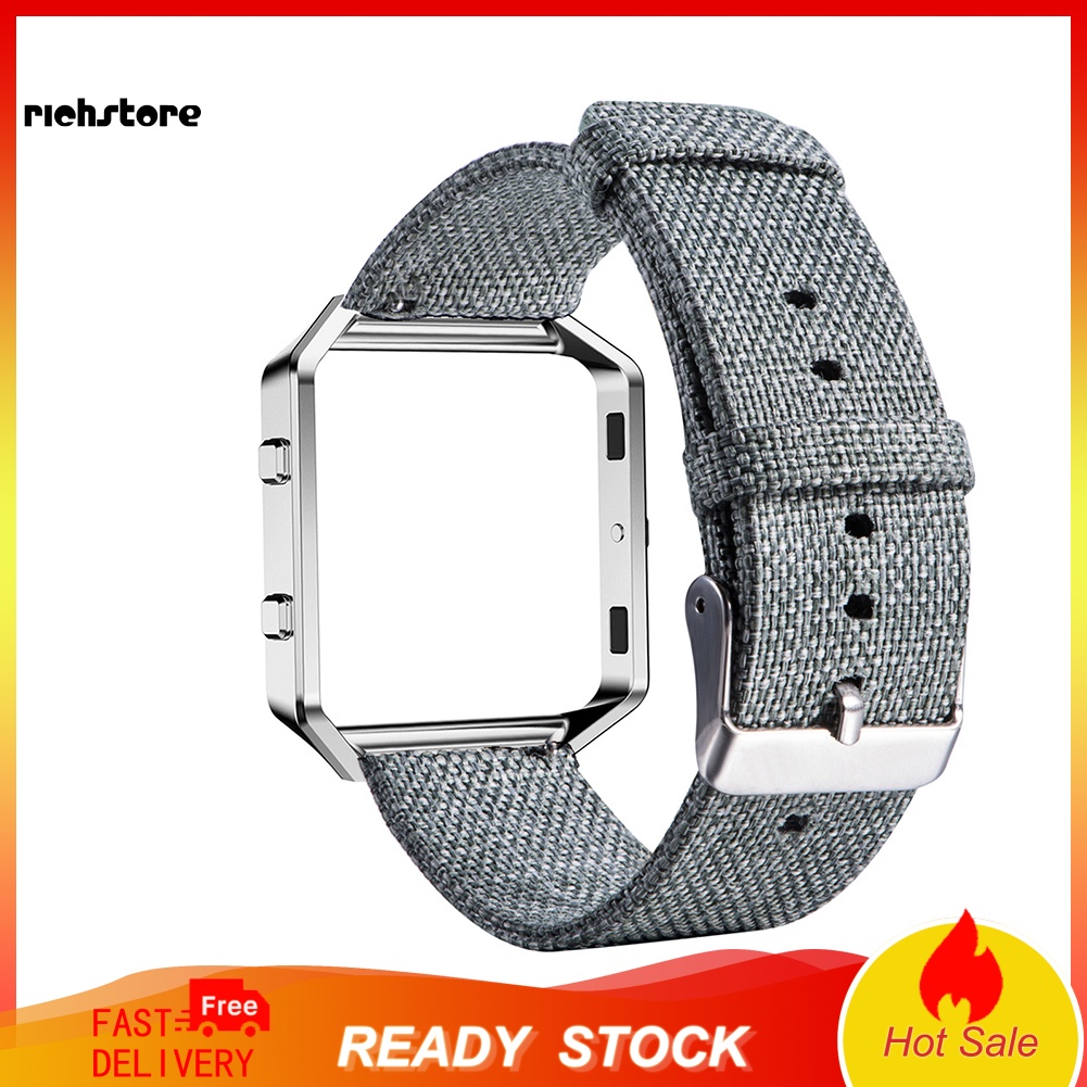 Dây đeo thay thế chất liệu canvas có khung kim loại cho Fitbit Blaze