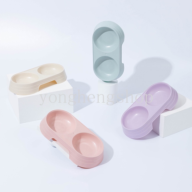 Tô Đựng Thức Ăn Nước Uống Hai Tầng Màu Sắc Ngọt Ngào Tiện Dụng Cho Thú Cưng