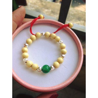 Vòng dâu tằm cho bé gái, bé trai - mix đá phong thủy, bi bạc