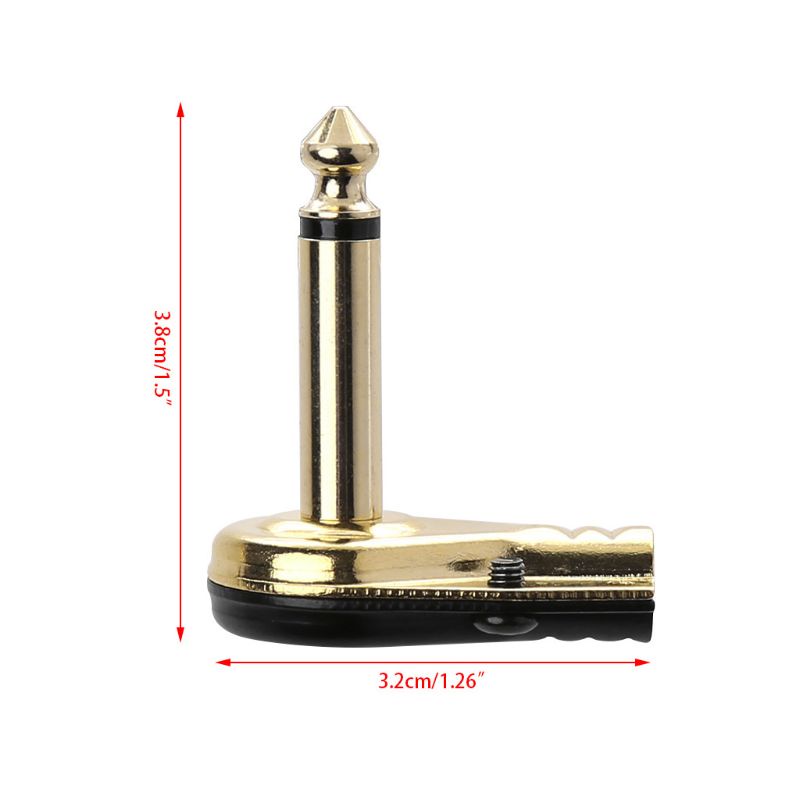 SUN 1/4&quot; 6.35mm Mono Jack Right Angle Plug Flat Male Guitar Effects Pedal Connector