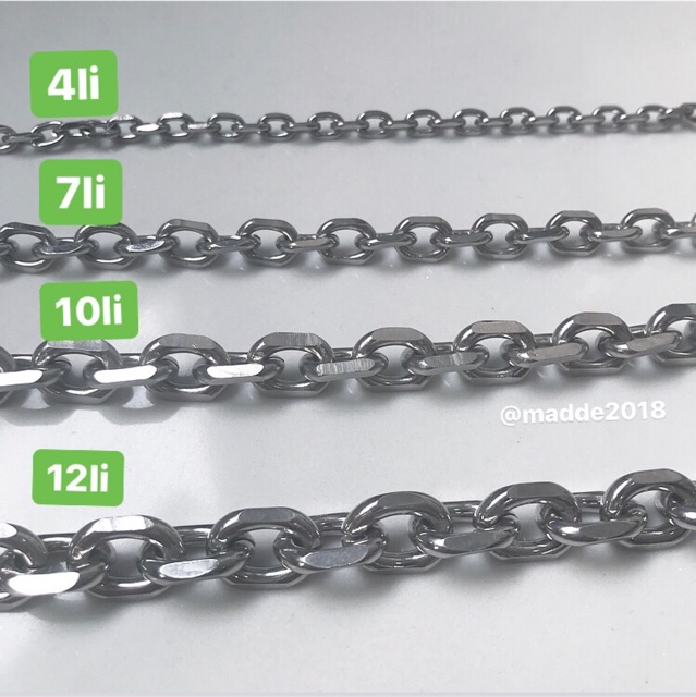 Vòng tay xích vuông inox - chain high / bracelet 4li-7li-10li-12li (BCH4 / BCH7 / BCH10 / BCH12)