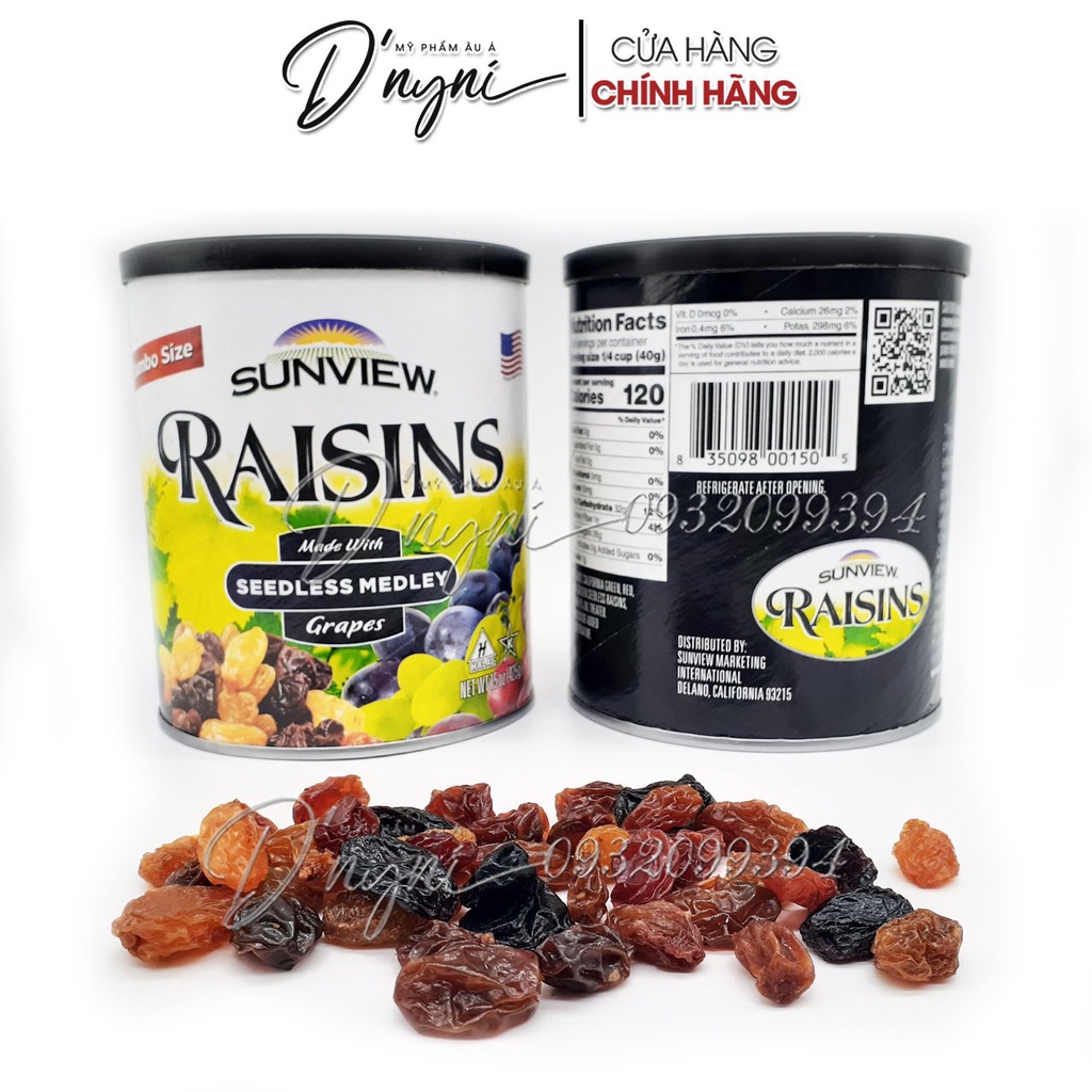 Nho Khô Sunview Raisins Vị Hỗn Hợp Thập Cẩm 4 Loại Nho 425g Chính Hãng Mỹ