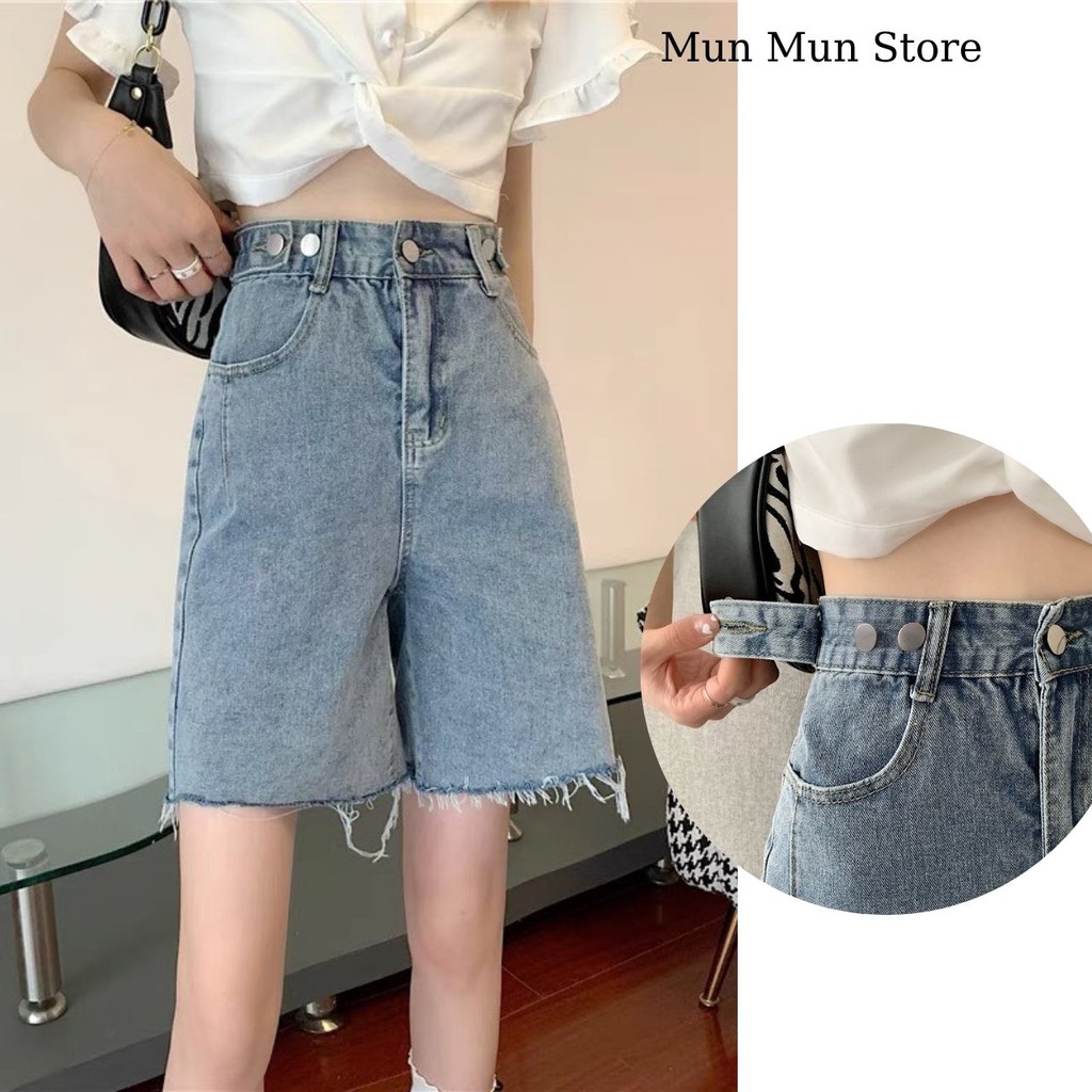 [Ảnh Thật] Quần Short Jeans Nữ Nút Hông MunMunStore Quần ngố bò