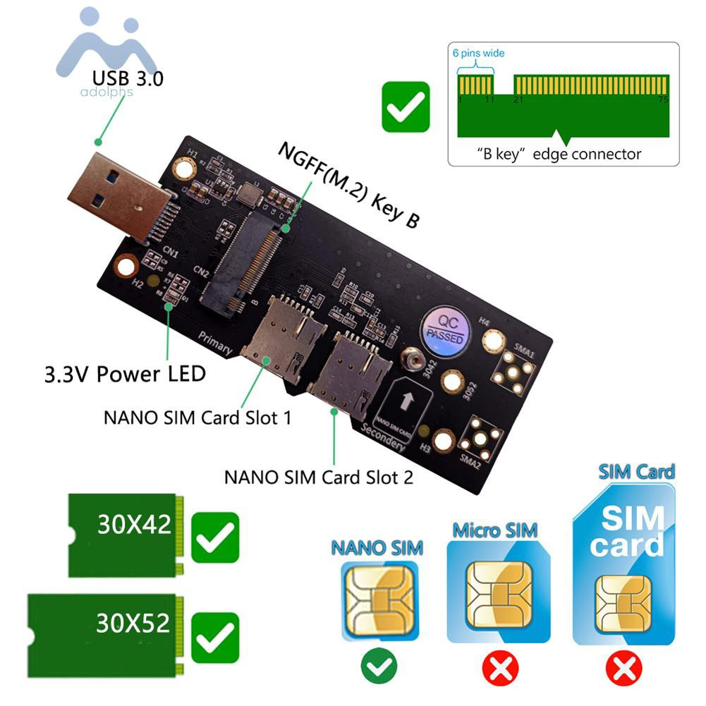 Card Chuyển Đổi Adolphs Ngff M2 Sang Usb 3.0 W / Sim Cho 3g / 4g / 5g | BigBuy360 - bigbuy360.vn