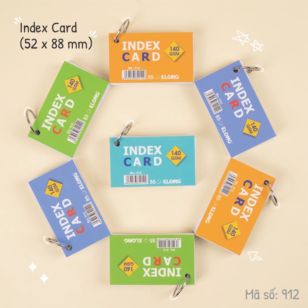 Sổ Index Card A7- móc treo 140/92; Klong MS:912