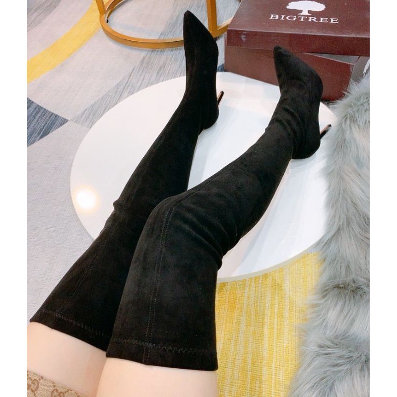[HÌNH THẬT]Boot Đùi Big Tree Nỉ Nhung Mềm Êm  Mũi Nhọn Gót Nhọn 7p Fullbox | BigBuy360 - bigbuy360.vn