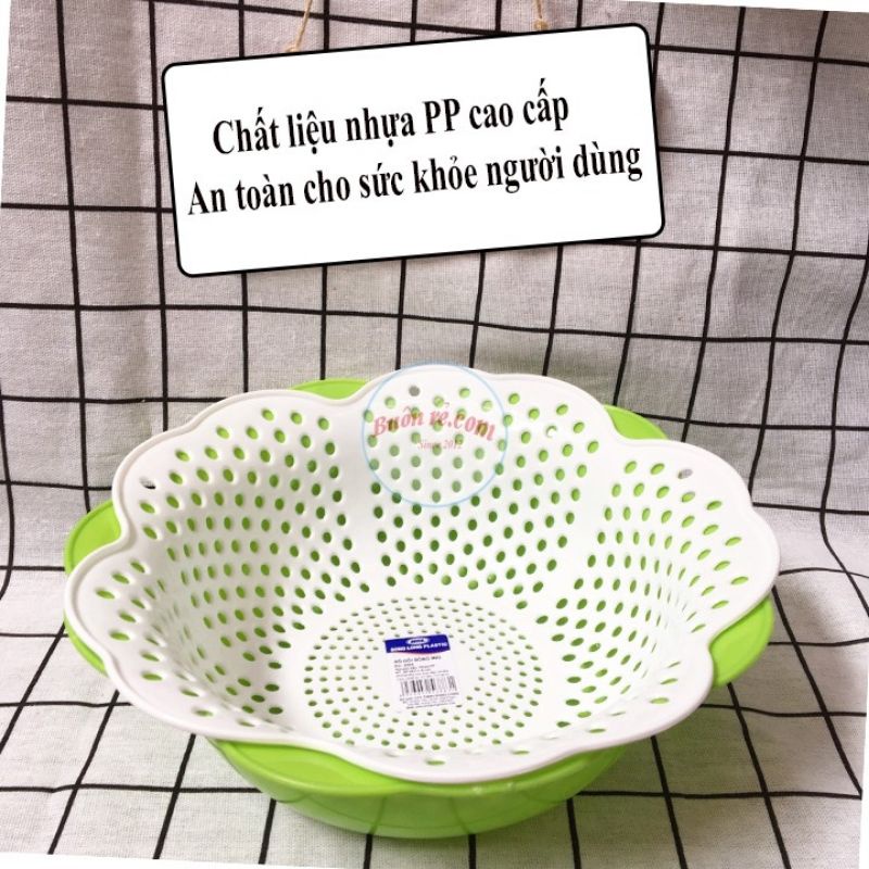 Rổ nhựa 2 lớp bông mai Việt Nhật
