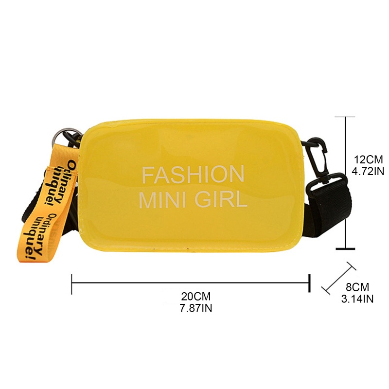 Túi Đeo Chéo Mini Trong Suốt Màu Kẹo In Chữ Thời Trang Mùa Hè Cho Nữ
