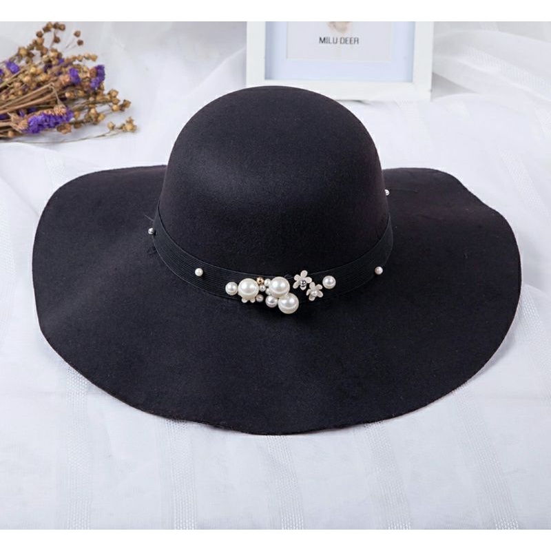 Nón rộng vành mũ rộng vành nỉ fedora đi biển đẹp Lh  0917399527