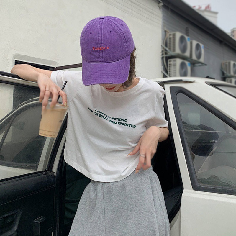 Áo Thun Nữ Ngắn Tay In Chữ Phong Cách Hàn Quốc